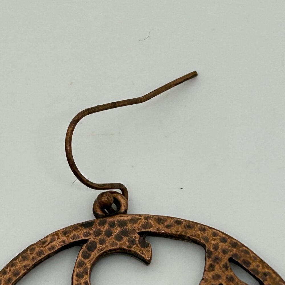 Vintage Copper-Tone Circular Filigree Swirl Earrings With Hook Closure - Picture 9 of 16